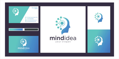 Modern Blue And Green Gradient Mind Idea Logo Design