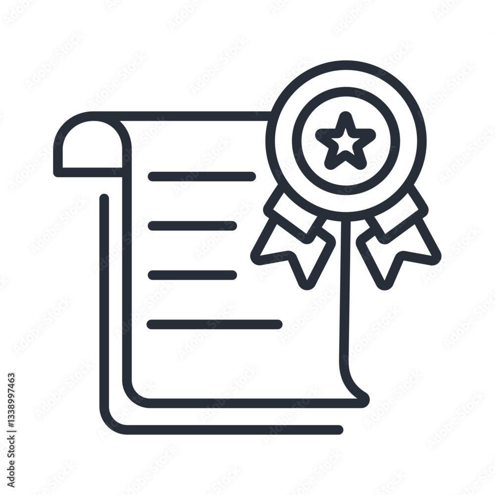 Poster certificate icon. vector.editable stroke.linear style sign for use web design,logo.symbol illustrati