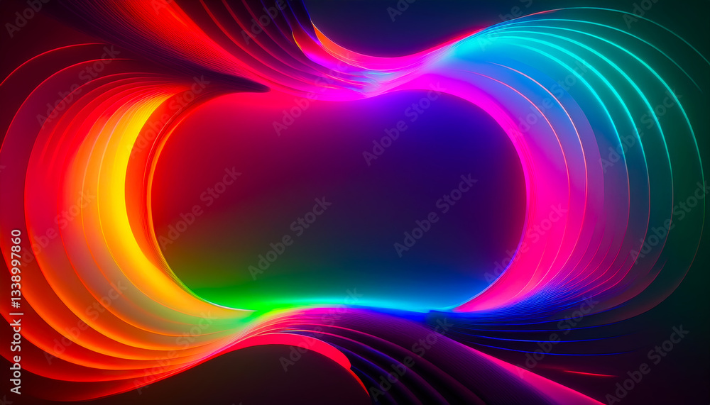 Poster Vibrant swirling patterns create an abstract visual display with neon colors and fluid shapes