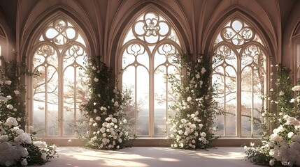 wedding background fantasy and luxury with flower generative AI