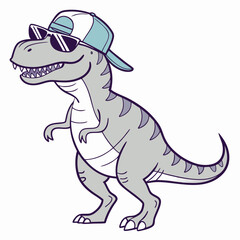 Dinosaur Cool T-Rex Wearing Sunglasses and Snapback – Fun Dinosaur Art Vector Design