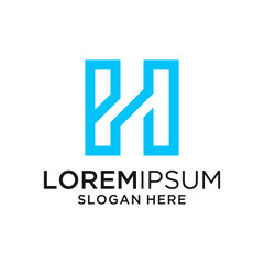 Modern Blue Geometric H Letter Logo Design