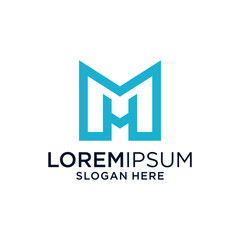 Modern Blue Geometric Letter M Logo Design