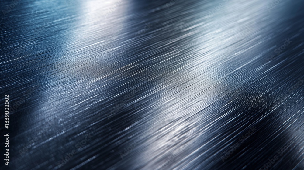 Poster close-up of brushed metal texture, showcasing intricate patterns and reflections that create a sleek