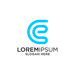 Modern Blue Monogram Logo Design