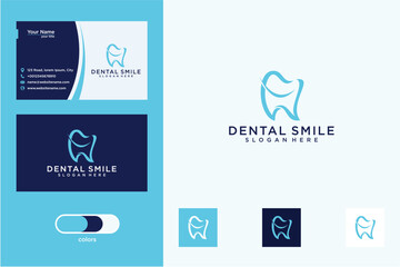 Modern Blue Pixel Art Tooth Logo Design with Business Cards