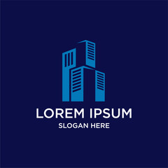 Modern Blue Skyscraper Logo Design