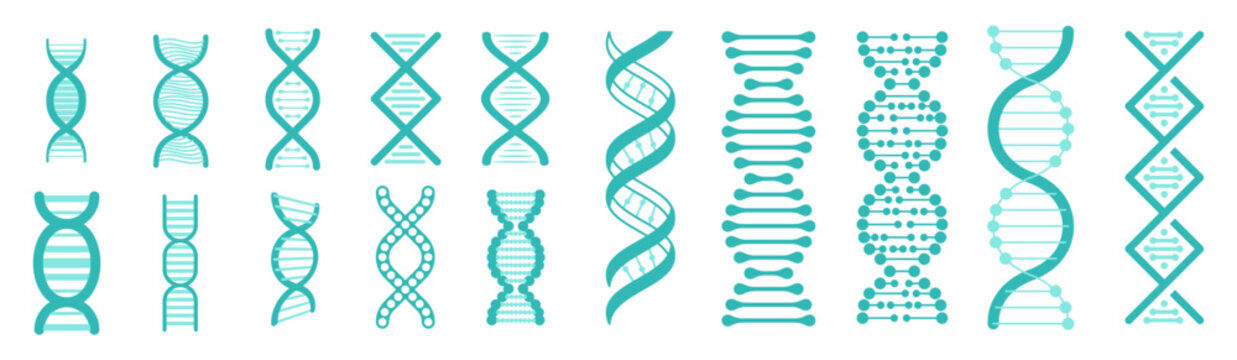 Set of DNA icons. Life gene model bio