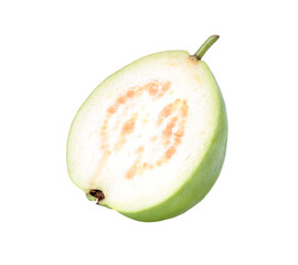 slice of green guava isolated on white	