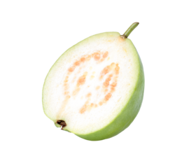 slice of green guava isolated on white	