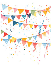 Fototapeta premium Whimsical and festive cake and sweets candy birthday-themed illustrations and celebratory elements in a playful doodle style.