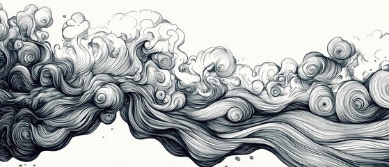 Gentle ocean current doodles flowing naturally in a rhythmic composition