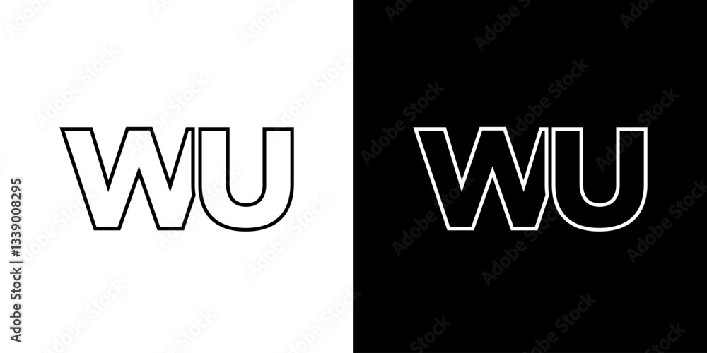 Fototapete letter w and u, wu logo design template. minimal monogram initial based logotype.