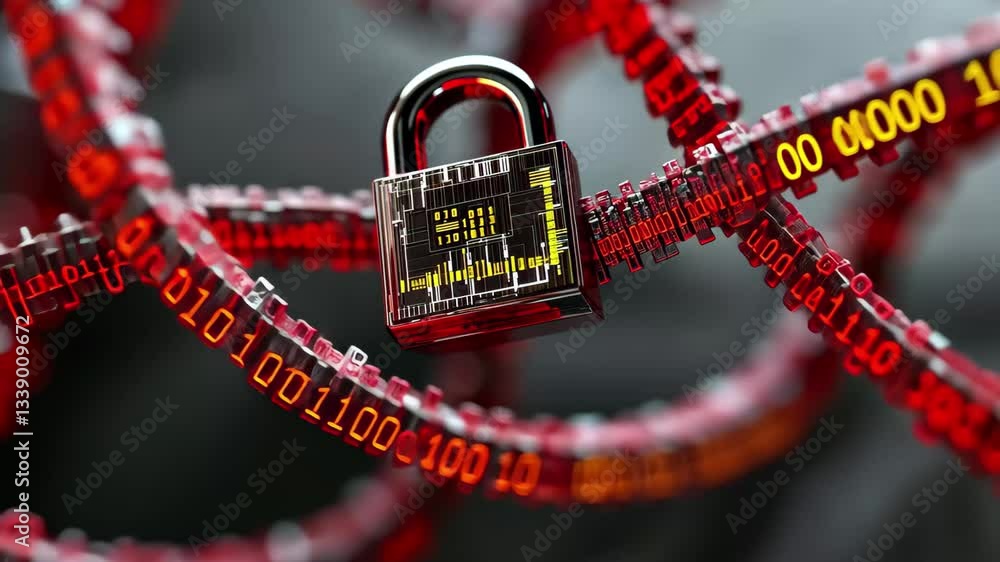 Poster scientific investigation of dna strands secured by a padlock in modern data processing, dna strands,
