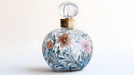 Vintage glass perfume bottle with a delicate floral design