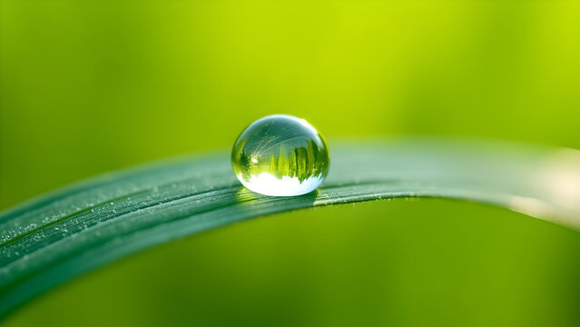 Waterdrop on Leaf &ndash; Symbolizing Environmental Conservation and Balance in Nature
