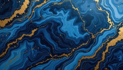 Fototapeta premium Abstract blue marble design digital art modern aesthetic creative space overhead view