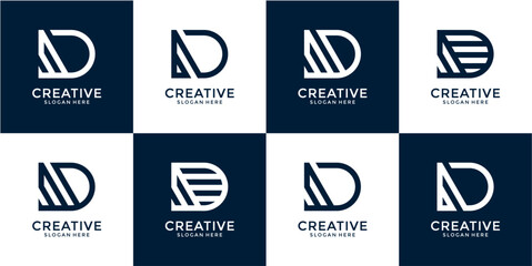 Modern Creative Logo Design With Pixel Style D Letter
