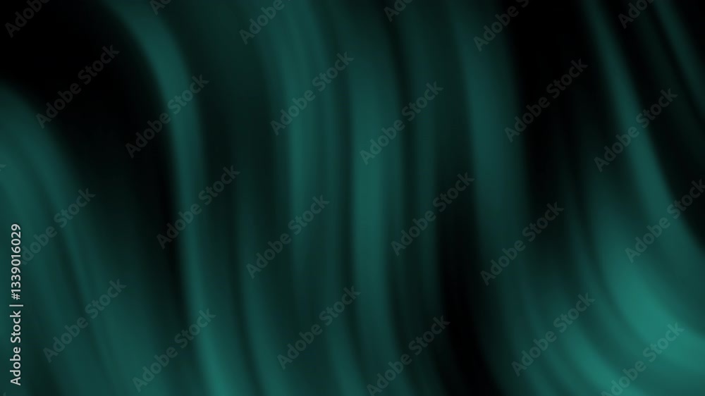 Poster a flowing abstract design featuring smooth, wavy textures in varying shades of teal and dark green, 