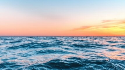 Obraz premium Beach waves landscapes concept. A tranquil ocean view at sunset with calming waves and a colorful sky.