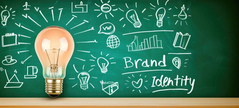 Illuminating Brand Identity Creative Ideas Business Strategy on Chalkboard