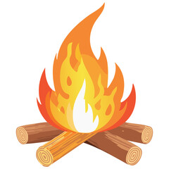 Campfire with burning logs illustration  
