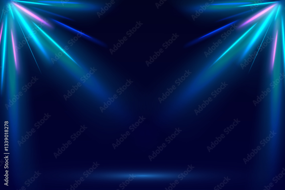 Poster Neon color rays vector abstract background. Futuristic technological style. Abstract background with speed lines. Vector illustration. Futuristic. The light lines of the road are blue png