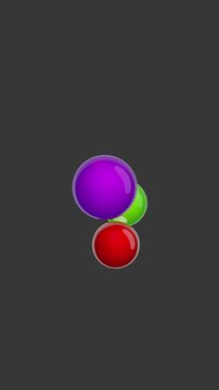 Molecule: Sodium Hypochlorite. Chemical Structure Model: Ball and stick. Molecular Formula: NaClO. Isolated on a gray background. Seamless looping Vertical video. 3D render.