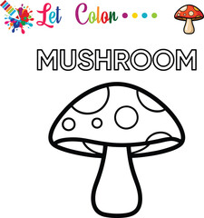 Mushroom Coloring Page for Kids Printable Activity for Preschool Learning and Fun