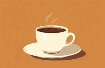 Obraz premium Line art coffee isolated on brown