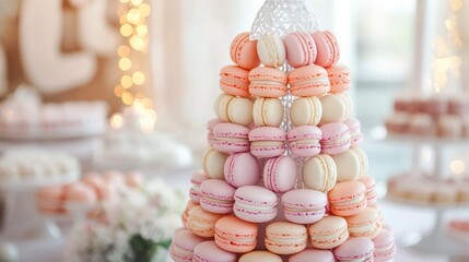 A delicate French macaron tower in pastel colors, soft lighting --ar 16:9 --v 6.1 Job ID: d021fac5-1c41-49de-9f25-a8364fc9c7a4