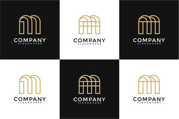 Modern Gold And Black Letter M Monogram Logo Designs