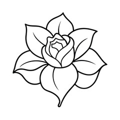 Traditional Tattoo Style Daffodil Flower Line Art Design