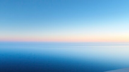 Fototapeta premium Beach waves landscapes concept. A serene landscape showcasing calm waters reflecting the soft hues of dawn.