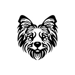 Dog head sketch. Image of a black dog's head on a white background.