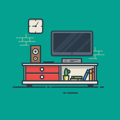 Modern Home Entertainment Center Illustration