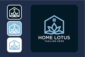 Modern Home Lotus Logo Design Variations