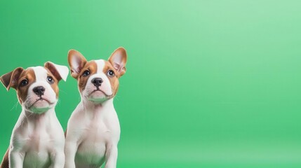 Realistic 1monthold Bull Terrier puppy standing with its unique eggshaped head, curious and energetic, filmed on a green screen for compositing