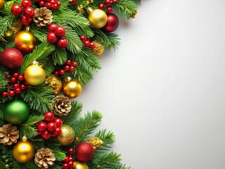 Festive Christmas Garland with Copy Space - Perfect for Holiday Cards & Designs