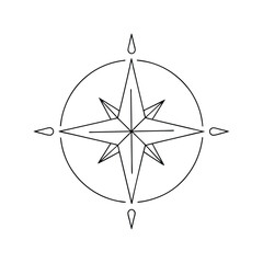 Fototapeta premium Simple Line Art Compass Rose, Navigation, Direction, Guidance, Travel