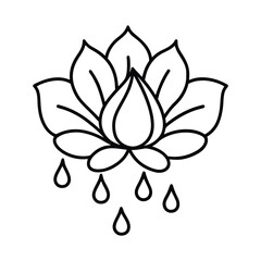 Obraz premium Elegant Lotus Flower Line Art Drawing with Water Droplets