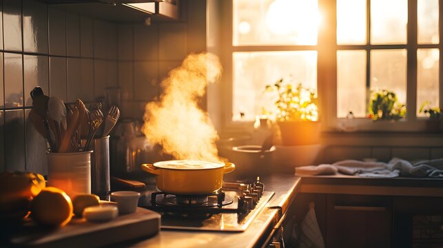 Cozy Kitchen Cooking Scene