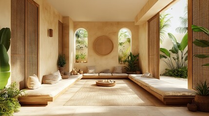 Beige Modern Patio Lounge Area