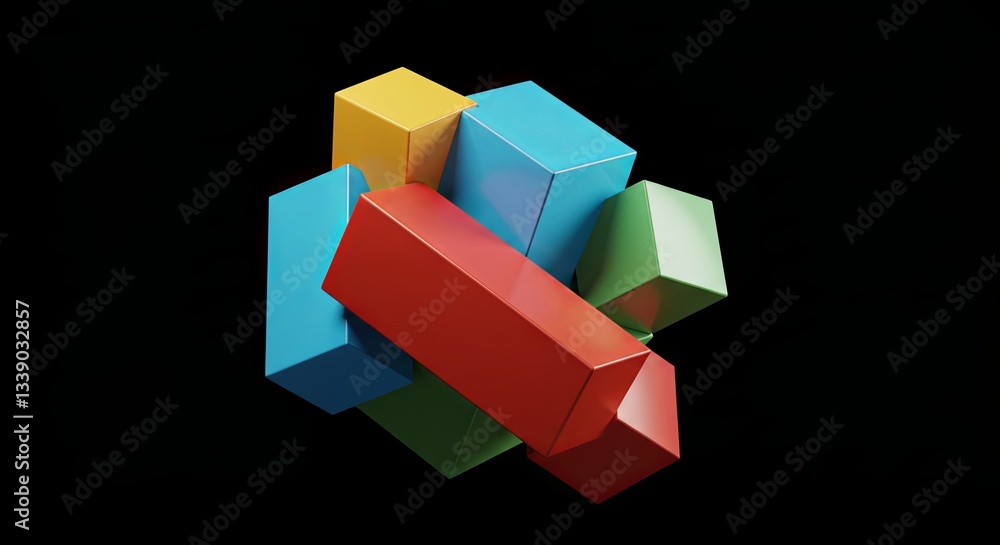 Poster A colorful stack of cubes with a black background