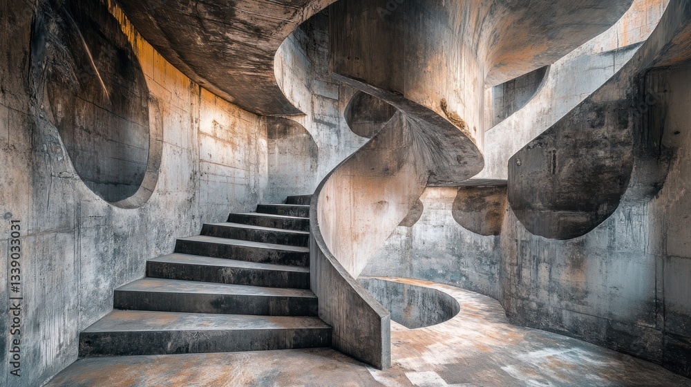 Aufkleber abstract concrete spiral staircase in a modern building with unique architectural design and texture