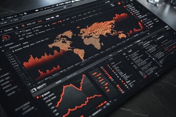 Glowing data-driven marketing background with futuristic technology elements