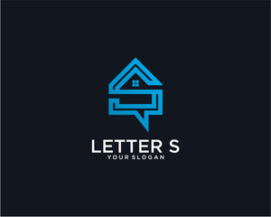 Modern Letter S Logo Design With House And Chat Icon