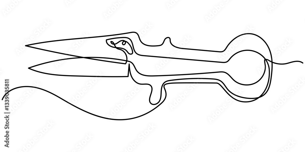 Aufkleber gardening pruning shears or cutters single line drawing with editable stroke and copy space continuo