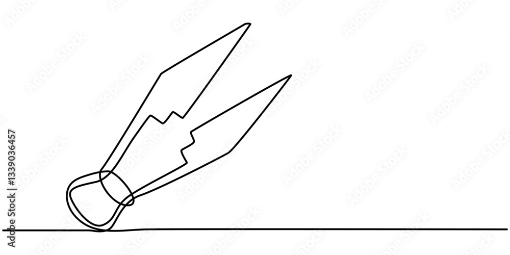 Poster gardening pruning shears or cutters single line drawing with editable stroke and copy space continuo