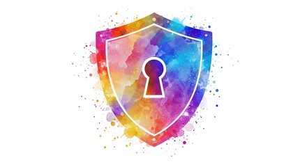 Fototapeta premium A colorful shield with a keyhole in the middle